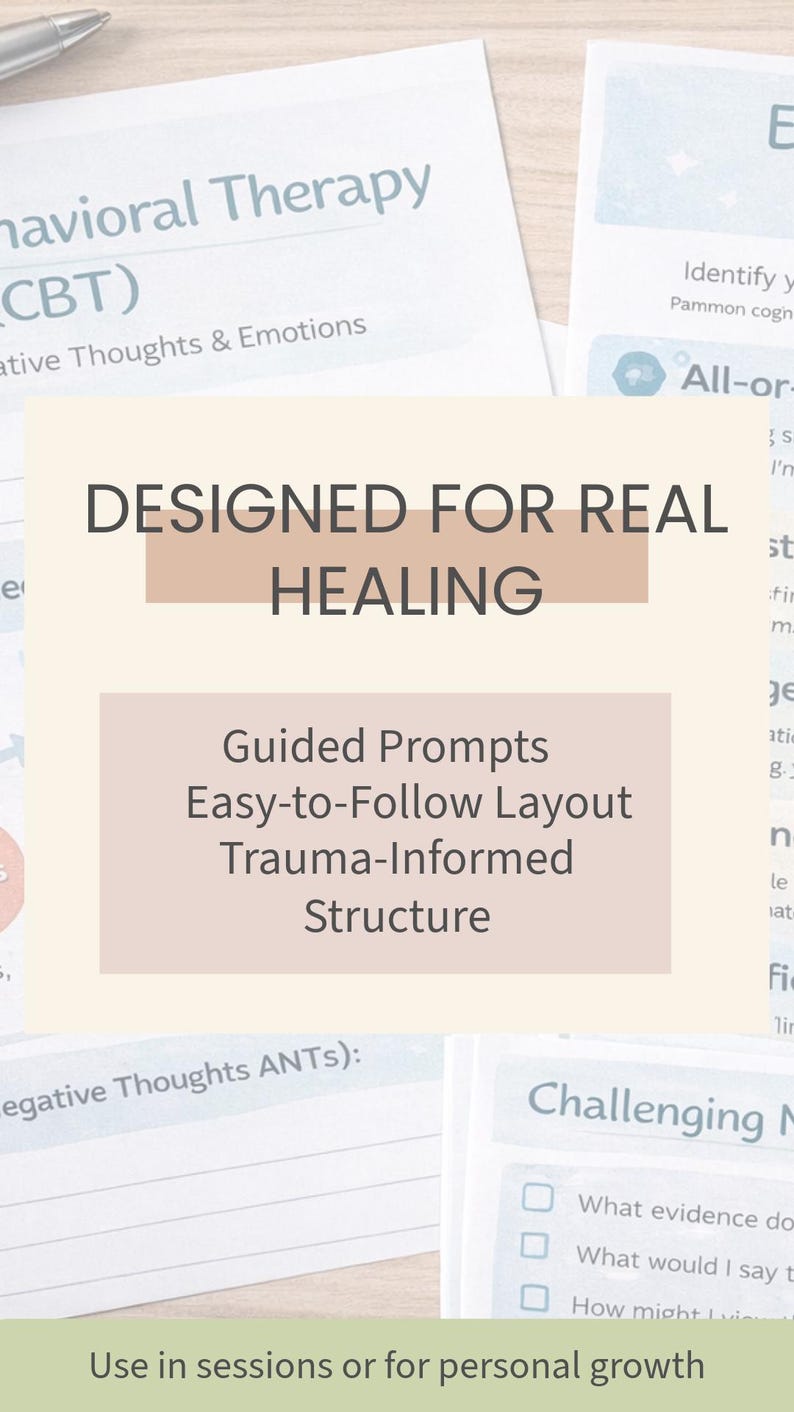 Trauma Therapy Worksheets Bundle | CBT & Healing Journal | PTSD ...