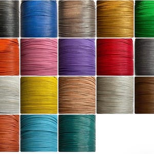 Cordón de cuero genuino de 1 mm para la fabricación de joyas, cuerda redonda para collares, cordón para pulseras, cordón para manualidades DIY, hilo para abalorios.
