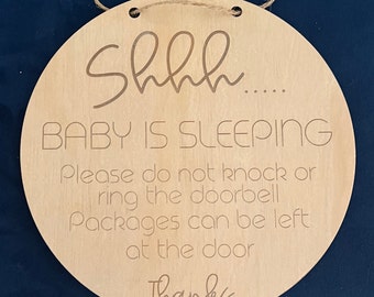 Baby is sleeping Plaque | Don't knock or ring the doorbell Plaque | Gift Plaque for Mum to be | Baby is sleeping do not disturb