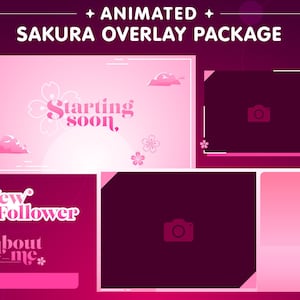 Animated Sakura Stream Overlay | Youtube | Twitch | Cherry Blossoms | Spring Pack | Vtuber Overlay | Youtube Alerts | Twitch Alerts | Cute