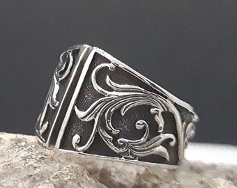 Handmade  Embroidered Thumb Ring, 925k Sterling Silver, Tradational Archery Ring for Men, Graduation Gift for Son, Silver Gift İdea