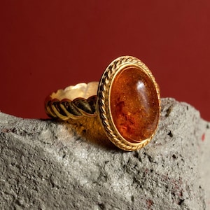 Handcrafted Sterling Silver Baltic Amber Ring: November Birthstone