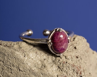 Handcrafted Oval Ruby Ring: Minimalist 925 Sterling Silver Jewelry