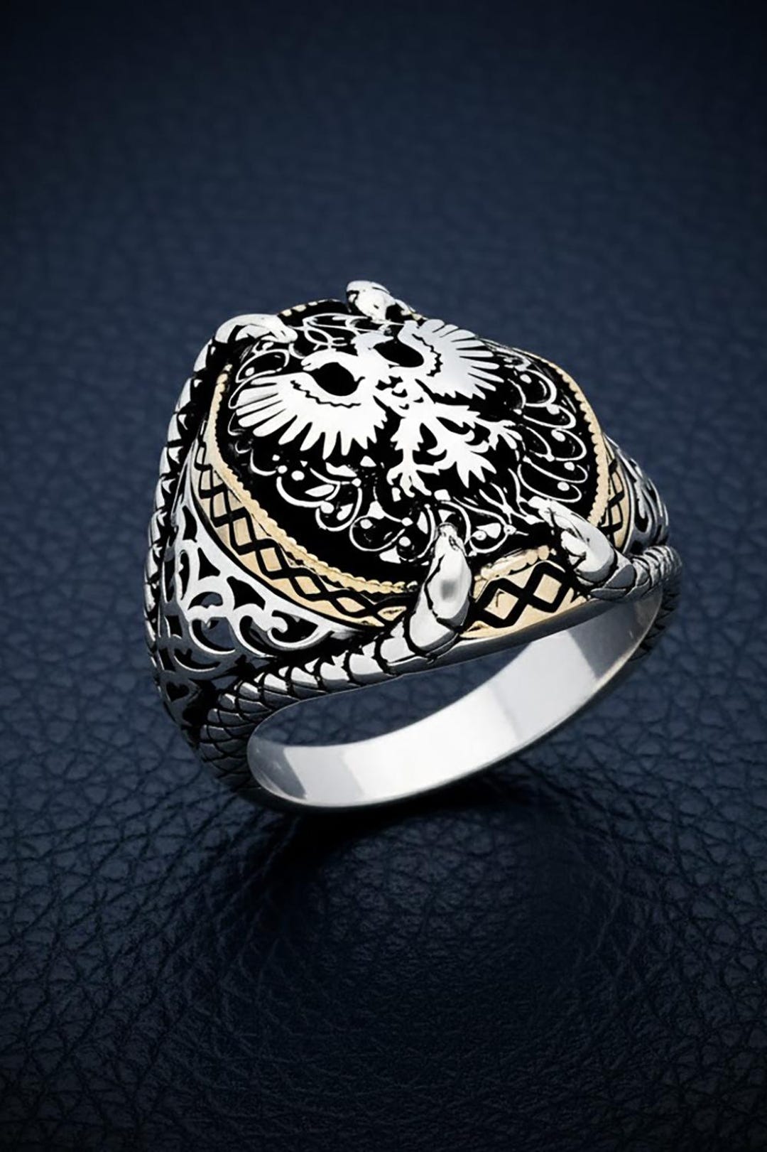 Seljuk Eagle 925 Sterling Silver Ring, Ottoman Claw Design