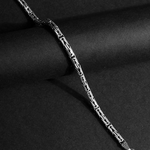 925 Sterling Silver Round King Chain Bracelet, Byzantine Men Bracelet, Handmade Real Silver Jewelry, Gifts for Dads, Birthday gift for Him