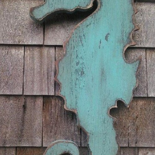Primitive Seahorse Coastal Nautical Wall Door Decor