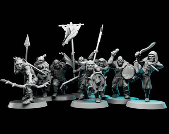 Orc Footsoldiers x8 | Tabletop Mini | Dungeons and Dragons | D&D | Pathfinder | RPG Miniatures