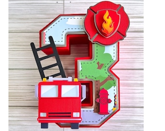 Fire Truck Birthday/ Fire Truck/ Firefighter Party Decor/ Fire Truck Decor/ Fire Truck 3D Letter