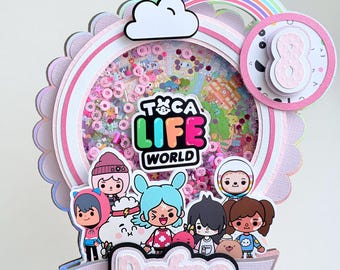 Personalized Toca Life World Name Cake Topper | Custom Toca Birthday Cake Decoration | 3d Cake Topper | Girl Birthday Party Decor