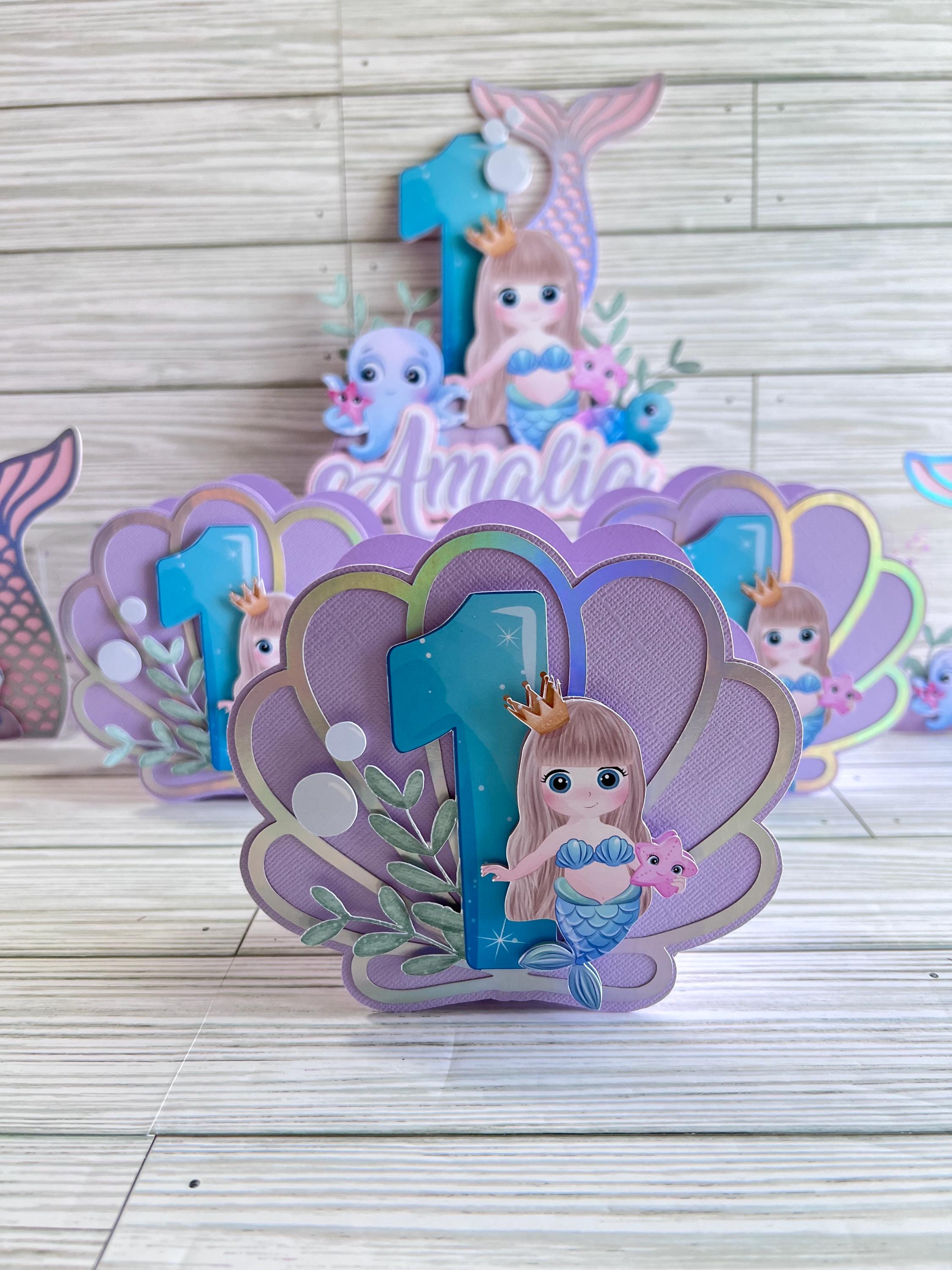 Mermaid Party Bundle | Cake Topper & Favor Boxes | Personalized Mermaid ...