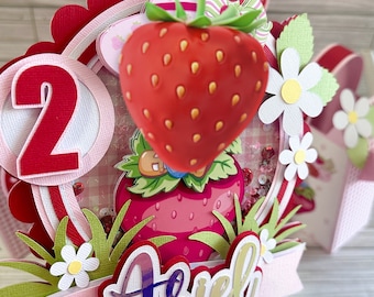 Topper de pastel de fresa / caja de riego