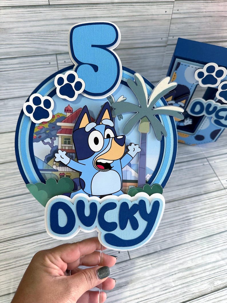 Bluey Birthday Party Bundle | Cake Topper, 3D Letters & Cupcake Toppers ...