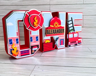 Fire Truck Birthday/ Fire Truck/ Firefighter Party Decor/ Fire Truck Decor/ Fire Truck 3D Letter