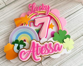 Lucky Charm Cake Topper • St. Patrick’s Birthday Topper • Lucky Birthday Decoration • Personalized Lucky Topper