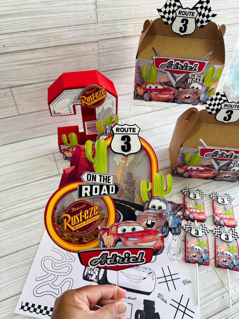 Race Car Birthday Bundle, Custom Cake Topper and Favor Boxes, Racing ...