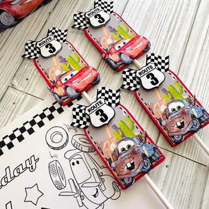 Cars Cupcake Toppers – Lightning McQueen Party Decorations for Kids Birthday or Race Car Theme