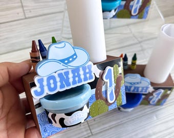Cowboy Birthday/ Cowboy Boots Party Decor/Rodeo/ Coloring Box/ Playdoh Box
