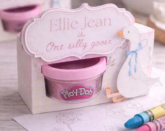 Custom Play Doh Party Favors | Farm Birthday Party Favors Kids | Personalized Goose Favor Boxes |One Silly Goose Birthday | Toddler Activity