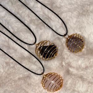 Crystal necklaces - Amethyst - Rose Quartz - Black Tourmaline. Healing and protection stones.