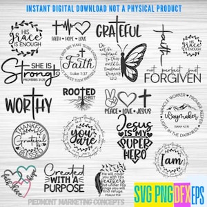 Paquete SVG de Jesús / Archivos de corte / Uso comercial / Cricut / Clip art / Versículo bíblico SVG / SVG religioso / Citas inspiradoras / SVG cristiano