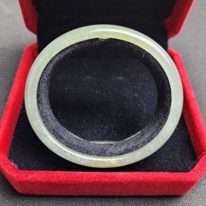 Natural Icy Translucent Light Green with Light Gold Jadeite Oval Bangle Untreated Certified <53.7mm>