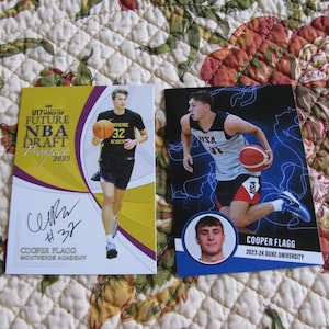 Lote de 10 tarjetas: 5 de Cooper Flagg (Universidad de Duke) y 5 de cada una (Cooper Flagg, Copa Mundial Sub-17 de Baloncesto), Futuro Prospecto del Draft de la NBA, Autografiado Facsímil de Cooper Flagg, Tarjetas Personalizadas
