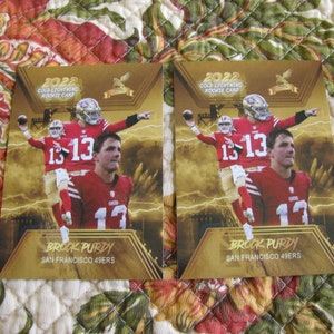 10 kaartenset 2022 Brock Purdy Gold Lightning Custom Rookie Cards 49ers Gold Limited Edition 1500 Made