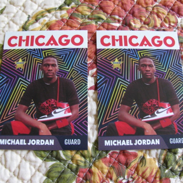 2 Card Lot MICHAEL JORDAN Nike Air Shoe Prism Style Gold Star Rookie Card Only 1000 MADE Gem Mint