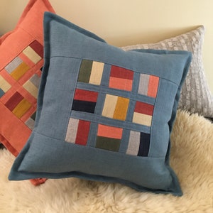 Linen Patchwork Pillow Covers