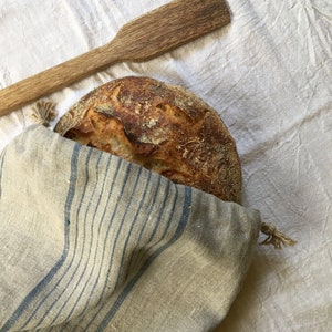 Linen Bread Bags with Wide Stripe