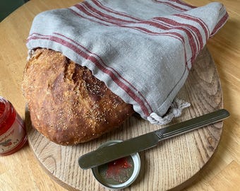 Bolsas de pan de lino; rayas horizontales