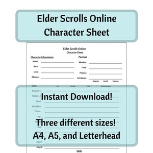 Elder Scrolls Online Character Sheet