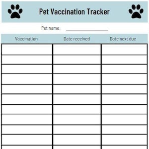 Rastreador de vacinação para animais de estimação - download digital