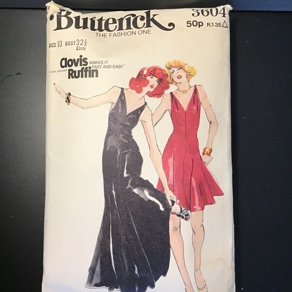 Vintage sewing pattern Butterick 3604 dress size 10 Clovis Ruffin