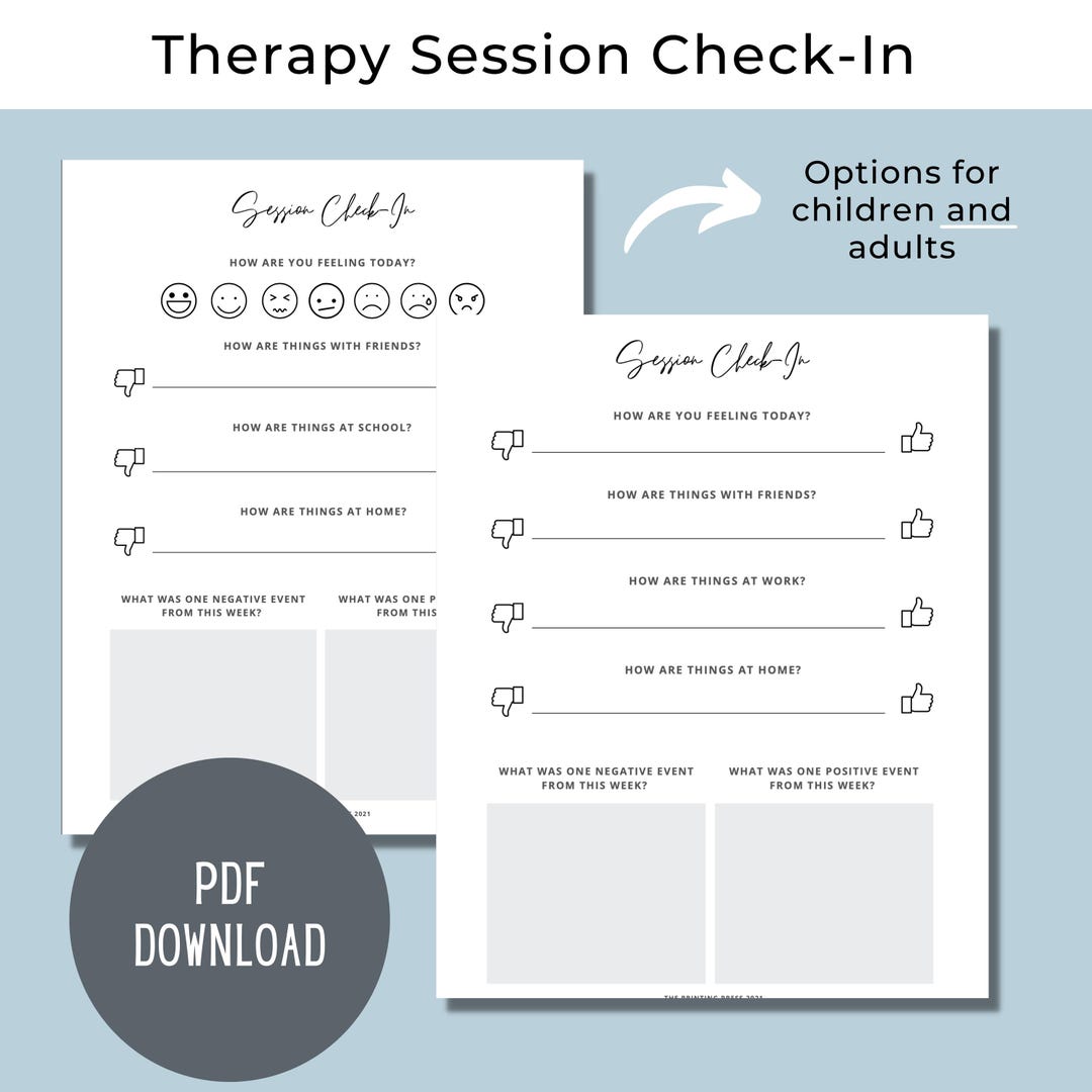 Therapy Session Check-in, Mental Health Tracker (PDF Printable) - Etsy