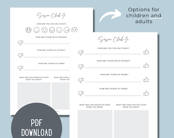 Mental Health Check in Digital Printable for Therapists, Counselors ...