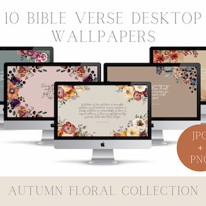 Desktop Wallpaper Bundle, Bible Verse Desktop, Christian Desktop, MacBook Wallpaper, Laptop Wallpaper, Watercolor Floral Wallpaper, Autumn