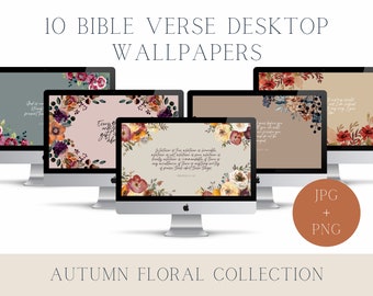 Autumn Floral Bible Verse Desktop Wallpaper Bundle (Digital Download)