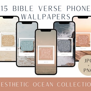 Aesthetic Ocean Phone Wallpaper Bundle, Bible Verse Wallpaper, iPhone Wallpaper, iPhone Lockscreen, Digital Download Wallpapers, Scriptures