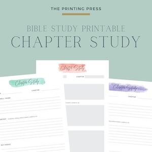 Puede incluir: Hoja de trabajo de estudio bíblico imprimible con un diseño de acuarela en rosa, verde y morado. La hoja de trabajo tiene secciones para el libro, el capítulo, el tema general, el contexto y los versículos clave.