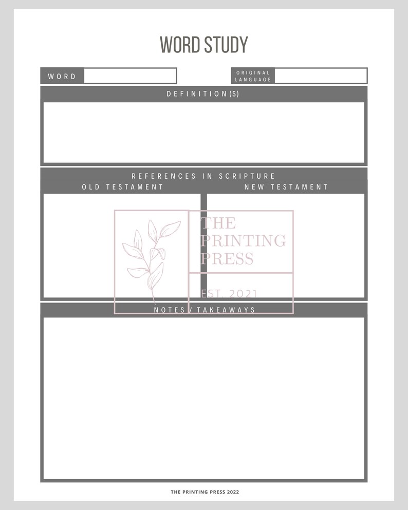 Word Study, Bible Study, Bible Study Printable, Minimalist Bible Study ...