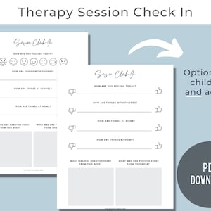 Therapiesessie inchecken, therapiehulpmiddelen, geestelijke gezondheid afdrukbaar, emoties inchecken, gevoelens inchecken, PDF afdrukbaar, schoolpsycholoog