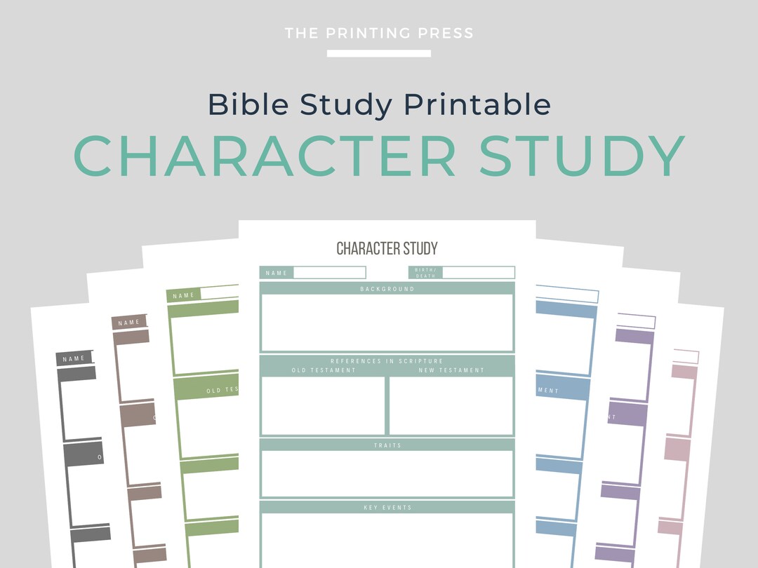 Bible Character Study Printable, Minimalist Christian Template (PDF ...