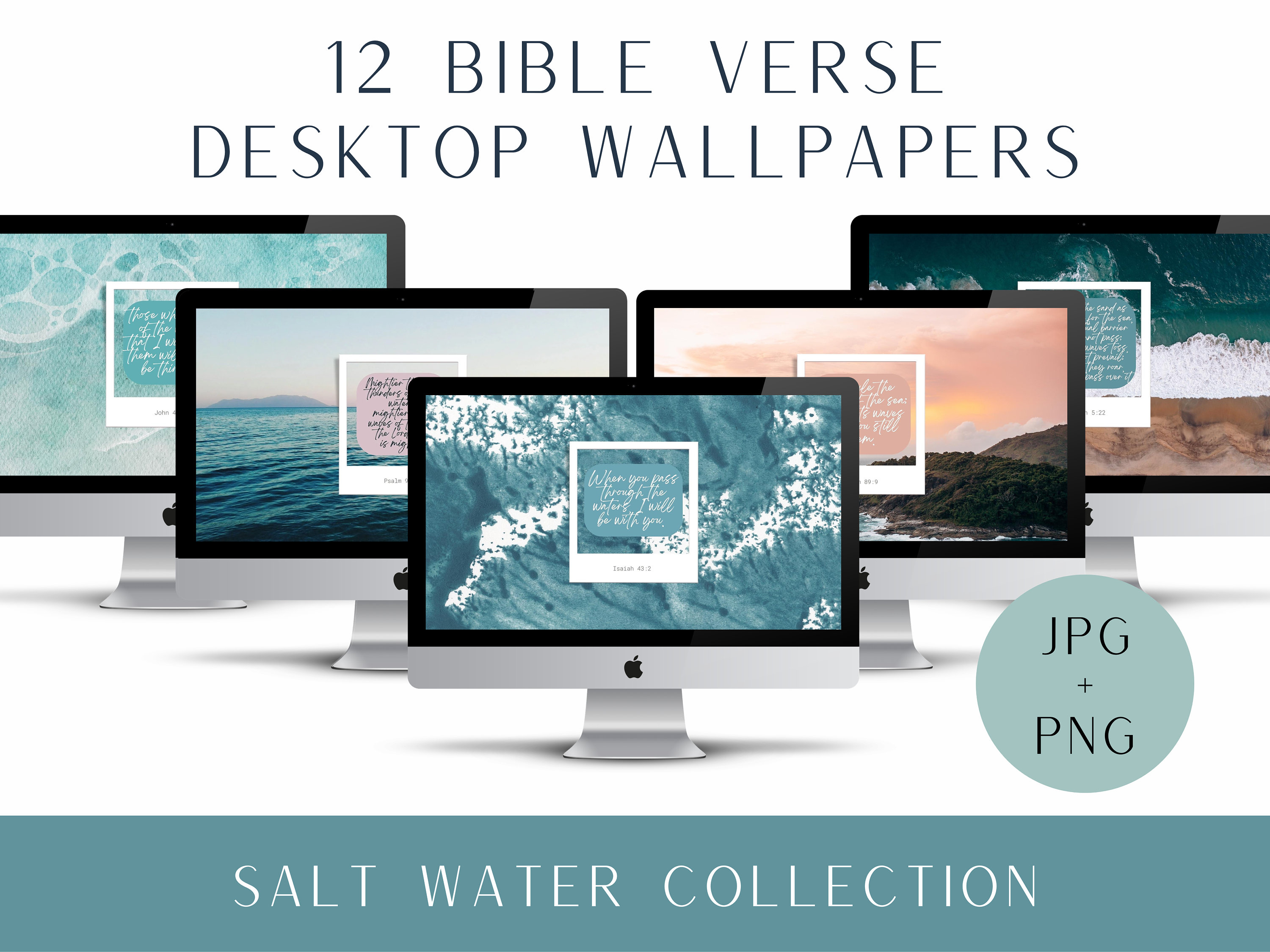 Desktop Wallpaper Bundle, Bible Verse Desktop Wallpaper, Macbook Wallpaper, Laptop Wallpaper, Ocean Wallpaper Art, Beach Art, PNG/JPG