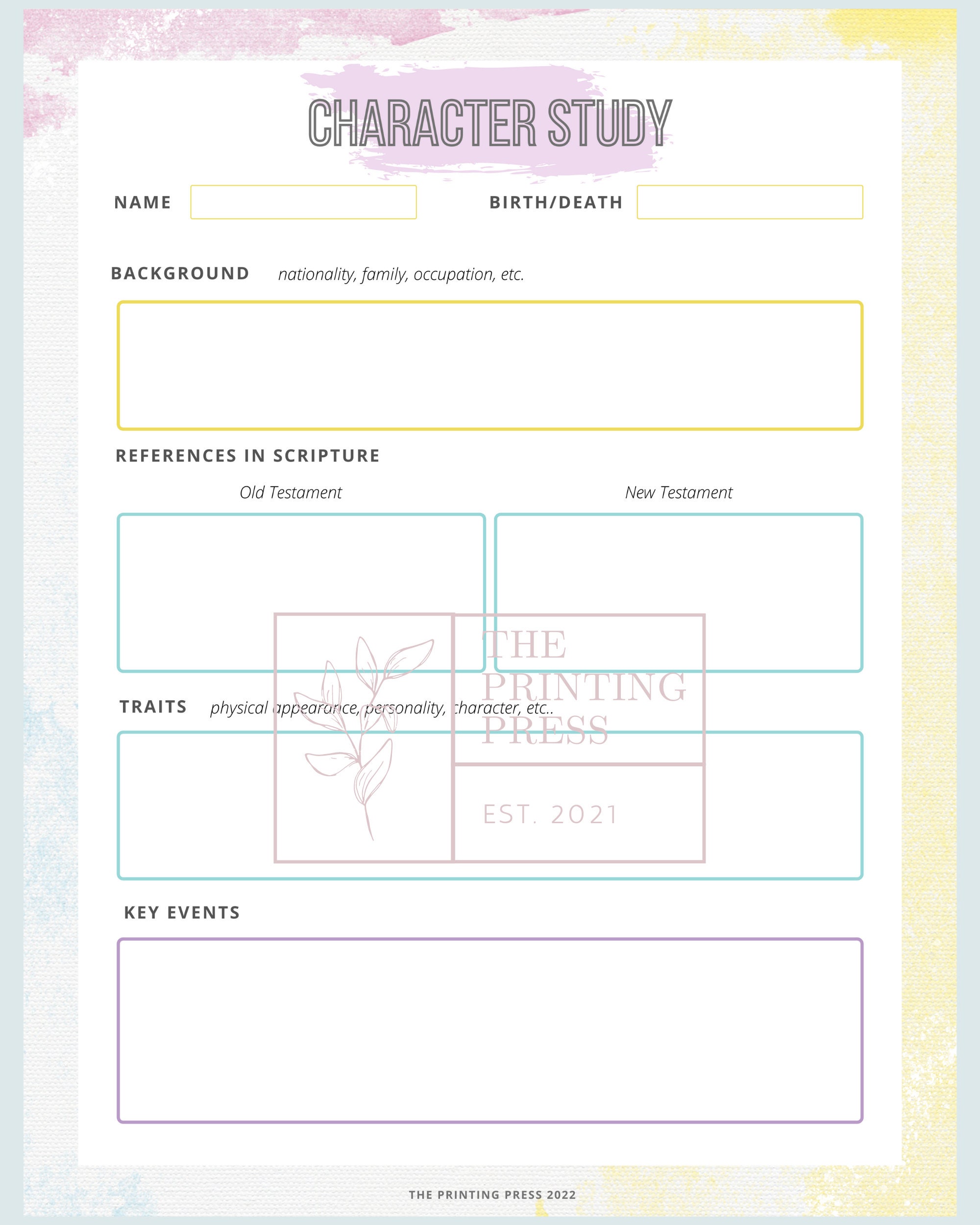 Bible Character Study Template, Scripture Study Tool (PDF) - Etsy