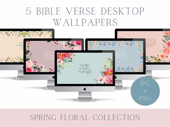 Spring Floral Desktop Wallpaper, Bible Verse Quotes (PNG/JPG)