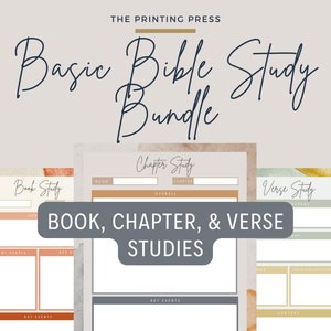 Basic Bible Study Bundle | Bible Book, Chapter, & Verse Studies | Personal Bible Study | Bible Study Template | Bible Study Printable | PDF