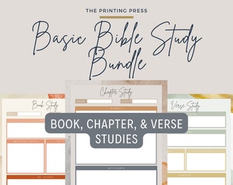Basic Bible Study Bundle | Bible Book, Chapter, & Verse Studies | Personal Bible Study | Bible Study Template | Bible Study Printable | PDF