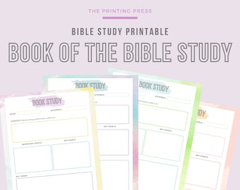 Book of the Bible Study Template, Bright Watercolor (PDF Digital Download)