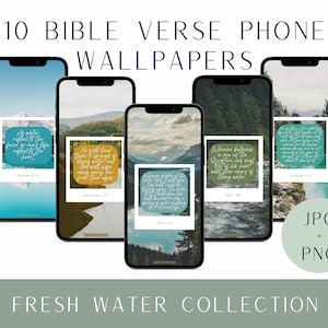 Bible Verse Phone Wallpaper Bundle, Phone Wallpaper Landscape Fresh Water, iPhone Wallpaper Digital download, Lockscreen Background, PNG JPG